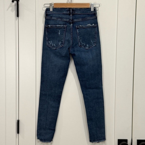 Agolde Sophie Skinny Jeans High Rise Cropped Distressed Dark Wash Blue Size 27 - Picture 6 of 11